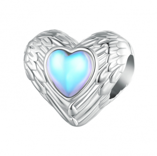 Korálek Andělské Srdce s měsíčním kamenem - Stříbro 925