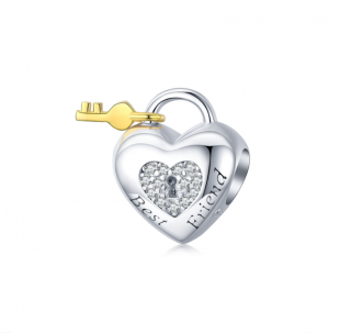 Korálek Srdce s Klíčem- Stříbro 925