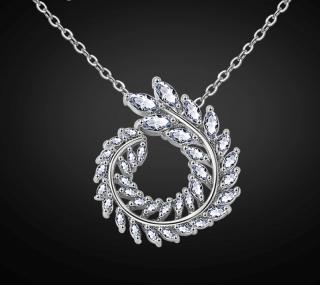 Luxusní dámský náhrdelník VĚTVIČKA - bílé pozlacení