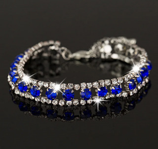 Luxusní dámský náramek BLUE CRYSTAL - postříbřený