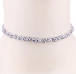 Luxusní náhrdelník choker ROUND - bílé pozlacení
