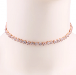 Luxusní náhrdelník choker Round - růžové pozlacení
