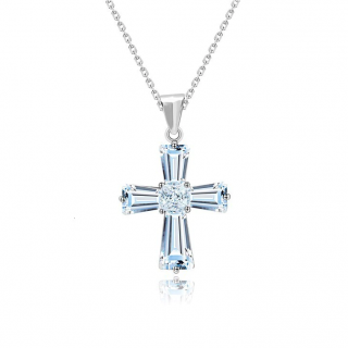 Luxusní náhrdelník s přívěskem KŘÍŽEK - bílé pozlacení