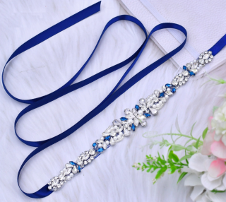 Luxusní svatební pás Flower - tmavě modrá