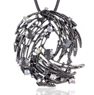 Módní brož/ náhrdelník s barevnými krystaly - stříbrná Typ: Typ 1