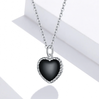Náhrdelník Black Heart - Stříbro 925