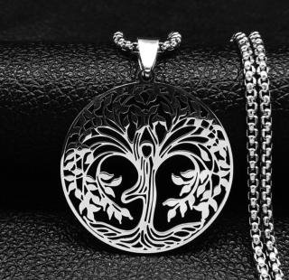 Nerezový náhrdelník Strom života Druh barvy: Stříbrná