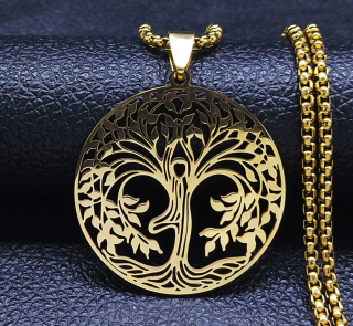 Nerezový náhrdelník Strom života Druh barvy: Zlatá