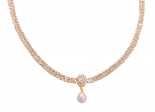 Pozlacený zirkonový náhrdelník s přívěskem Perlové Kapky