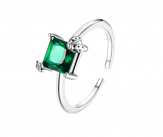 Prsten se zeleným zirkonem - Stříbro 925