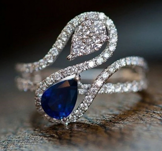 Prsten se zirkony Modrá Kapka Velikost prstenu: 54,3mm