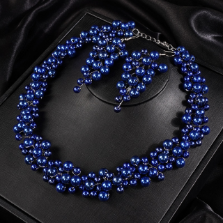 Slavnostní perlová souprava FASHION PEARL Druh barvy: Modrá