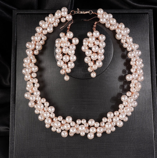 Slavnostní perlová souprava FASHION PEARL Druh barvy: Zlatá růžová