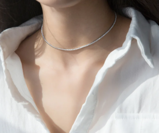 Stříbrný náhrdelník choker se zirkony Simple - Stříbro 925