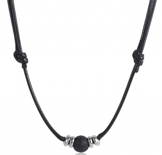 Unisex náhrdelník s korálkem z lávového kamene