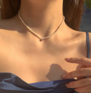 Vintage perlový choker náhrdelník Single Pearl