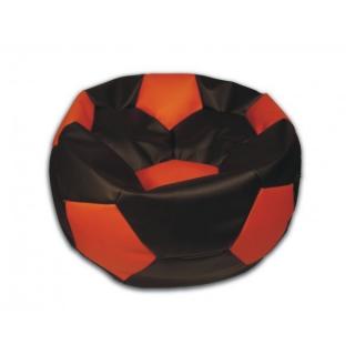 Sedací vak fotbalový míč černo/oranžový koženkový Pepe, 90cm