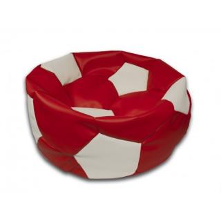 Sedací vak fotbalový míč červeno/bílý koženkový Pepe, 75cm
