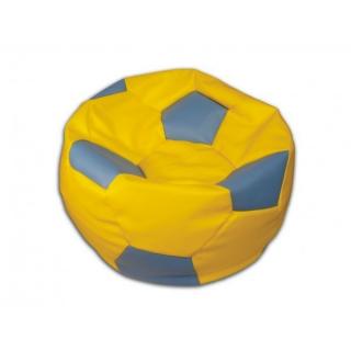 Sedací vak fotbalový míč žluto/modrý koženkový Pepe, 90cm