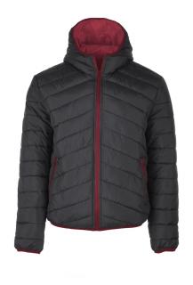 HI-TEC Blato - pánská prošívaná zimní bunda s kapucí - fashion (černo-červená)