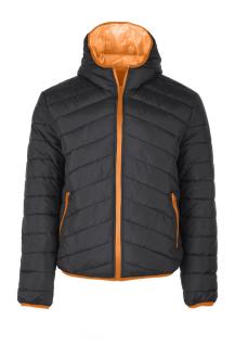 HI-TEC Blato - pánská prošívaná zimní bunda s kapucí - fashion (černo-oranžová)