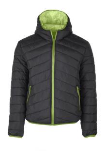 HI-TEC Blato - pánská prošívaná zimní bunda s kapucí - fashion (černo-zelená)