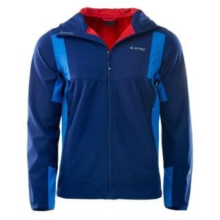 HI-TEC Fano - pánská softshellová bunda s kapucí XL, modrá (DOPRAVA ZDARMA)