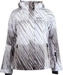 HI-TEC Lady Giovi - dámská zimní bunda s kapucí L (bílá-hnědý vzor) AKCE -50%
