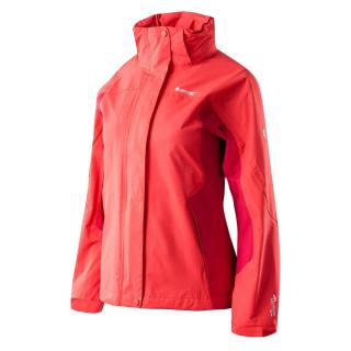HI-TEC Lady Lumbi - lehká dámská outdoorová bunda s kapucí (L, červená) -35%