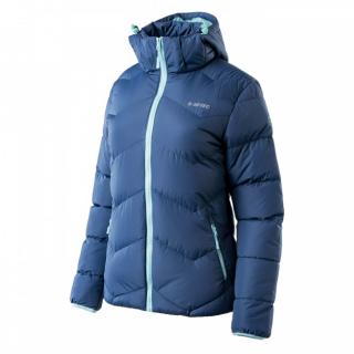 HI-TEC Lady Socho - dámská prošívaná zimní bunda s kapucí L, modrá (SLEVA -35%)