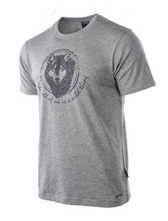 HI-TEC Lupus - pánské tričko s krátkým rukávem (bavlna) šedé