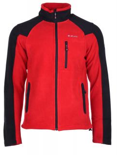 HI-TEC Monar - značková pánská fleecová bunda (L, červená) SLEVA -40%