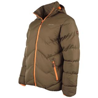 HI-TEC Socho - pánská prošívaná zimní bunda s kapucí L, hnědá (SLEVA -50%)