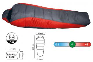 HI-TEC Spawn - spacák, spací pytel (mumie) červený