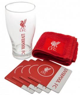 Bar set sklenice s tácky a ručníkem FC Liverpool: Wordmark (objem 470 ml)