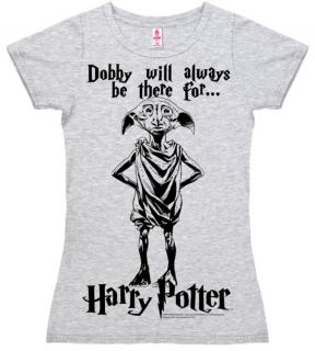 Dámské tričko Harry Potter: Dobby Logo  šedé bavlna Velikost oblečení: L