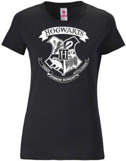 Dámské tričko Harry Potter: Erb Bradavic - Hogwarts Crest  černá bavlna Velikost oblečení: XS