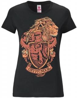 Dámské tričko Harry Potter: Gryffindor Logo  černé bavlna Velikost oblečení: M