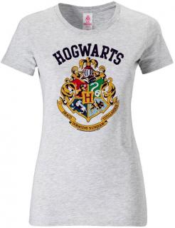 Dámské tričko Harry Potter: Hogwarts Logo  šedé bavlna Velikost oblečení: M