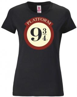 Dámské tričko Harry Potter: Nástupiště 9 3/4 - Platform 9 3/4  černá bavlna Velikost oblečení: S