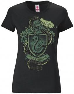 Dámské tričko Harry Potter: Slytherin Logo  černé bavlna Velikost oblečení: L