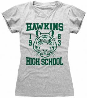 Dámské tričko Netflix|Stranger Things: Hawkins High School  šedá bavlna Velikost oblečení: M