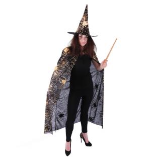 Dámský čarodějnický plášť s kloboukem a pavučinou (S-XL)