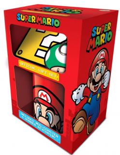 Dárkový set Super Mario: hrnek - přívěsek - tácek (objem hrnku 315 ml)