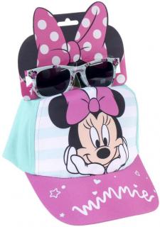 Dětská kšiltovka se slunečními brýlemi Disney|Minnie Mouse: Úsměv (obvod 53 cm) tyrkysová polyester