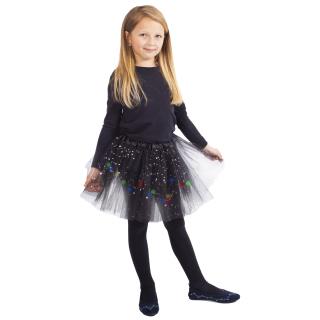 Dětská sukně tutu svítící černá (104-140)