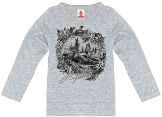 Dětské tričko Harry Potter s dlouhým rukávem: Bradavický hrad - Hogwarts Castle  šedá bavlna Velikost oblečení: výška 128 cm