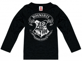 Dětské tričko Harry Potter s dlouhým rukávem: Erb Bradavic - Hogwarts Logo  černá bavlna Velikost oblečení: 104 cm