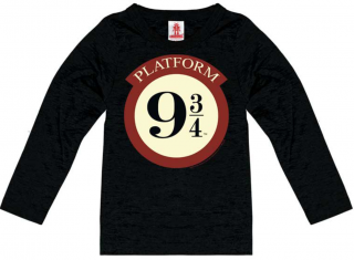 Dětské tričko Harry Potter s dlouhým rukávem: Nástupiště 9 3/4 - Platform 9 3/4  černá bavlna Velikost oblečení: výška 140 cm