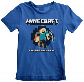 Dětské tričko Minecraft: Crafting Since Alpha  modrá bavlna Velikost oblečení: 9-11 let